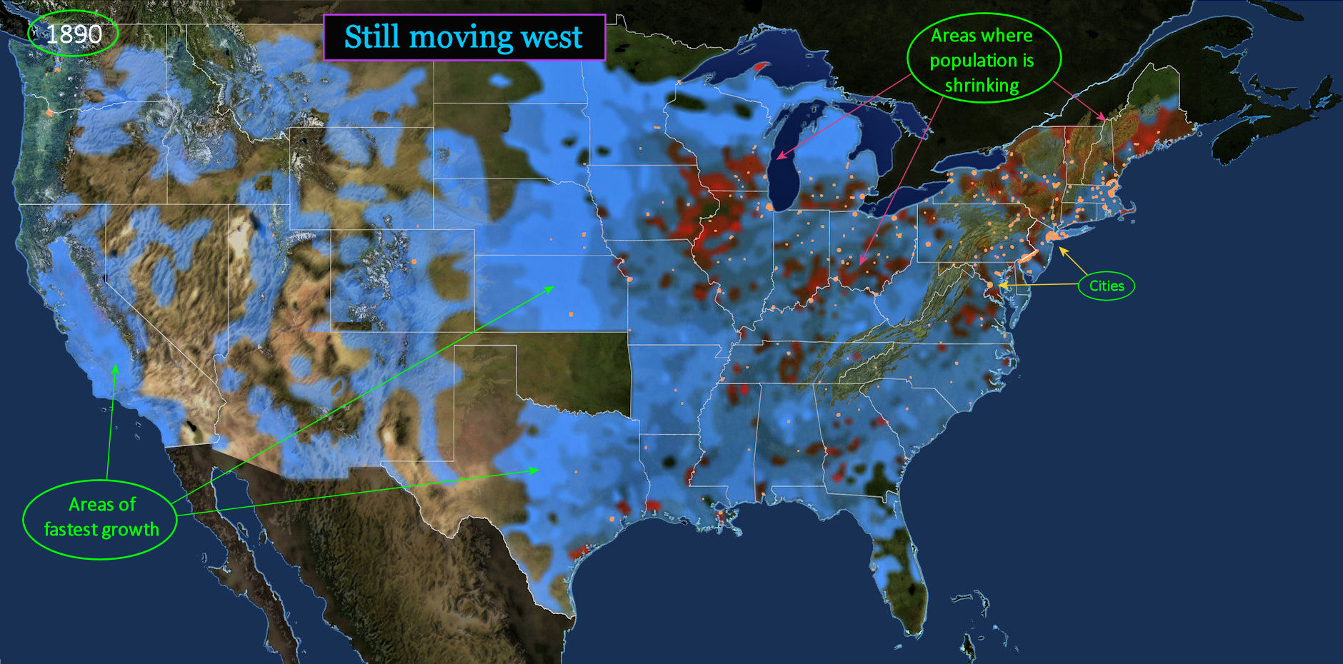 Westward movement, 1870-1890 map